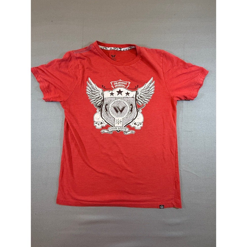 Shaun White Mens Graphic Tee Red California Original Skulls Wings Size L 1827